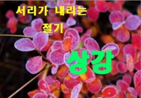 상강(霜降)/뜻,자연현상,풍속,절기음식