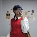 #345 깔끔하면서 포인트로 입기 좋은 니트베스트 겨울...커먼유니크 슬림타이 착한구두 앵클부츠 헌팅캡...