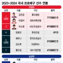 2024 남녀 국내 프로배구 선수 연봉 순위 이미지