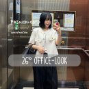 시프트앤 | 26도 출근룩 | 화이트 반팔 트위드 자켓 오피스룩