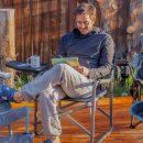 Beautiful spring coffee house outside online