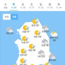 오늘의 날씨 🌞☔️☃️. 2023년 11월 9일 목요일 이미지