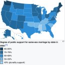 미국의 지역별 동성결혼 지지율 이미지