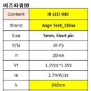 중국 IR receiver IR940nm 5mm Lamp LED SPEC 비교 이미지