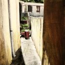 색연필로 그리는 풍경화 이미지