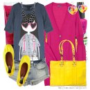 ☞‥[코디] Vince Cashmere V-neck cardigan &amp; Sass &amp; Bide Atom of Love Distressed Denim Short 이미지