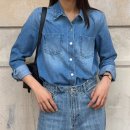 SH Soft | 라장스 청셔츠 키치룩 데님 셔츠 여자 청청패션 코디