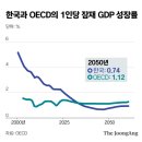 “韓 2030∼60년 1인당 잠재성장률 0.8%”…OECD 공동 꼴찌/한국 출산율 이대로라면 2050년쯤 성장률 0%이하 이미지
