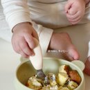 맘스푼 | 내돈내산 이유식 자기주도식 스푼 포크 베이지색 유비맘 유아용 구매