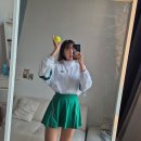 클로버세탁 | 테니스웨어 착용 후기 (크리즈 컬러블록 아노락 퓨어...파이핑 플레어 스커트 클로버그린M), 테니스룩...
