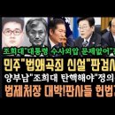 법제처장 잘뽑았다"판사들 헌법감각없어".민주"법 왜곡죄"로 정치판검사 잡는다.수사외압 허락해준 조희대.양부남"탄핵하자" 이미지