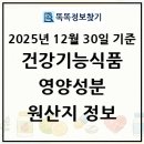 주식회사 뉴웨이헬스케어 | 건강기능식품별 영양성분, 제조사, 원산지 정보 목록 2025년 12월 30일 기준