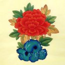 모란도 그리기(현대민화) 이미지