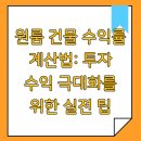 돈의비밀 - 12. 더 높은 수익률을 위한 투자방법 | 원룸 건물 수익률 계산법: 투자 수익 극대화를 위한 실전 팁