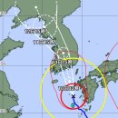 미국,일본기상청은 태풍중심선이 서쪽으로 대폭 이동되었고 한국은 기존예보유지. 이미지