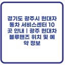 동광주현대서비스㈜ | 경기도 광주시 현대자동차 서비스센터 10곳 안내｜광주 현대차 블루핸즈 위치 및 예약 정보