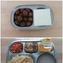 5월 22일 : 방울토마토&치즈 / 게맛살양배추덮밥 , 숭늉 , 두부간장조림 , 배추김치, 트로피칼에이드 / 아몬드팬케이크,우유 이미지