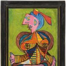 파블로 피카소, 1937년 9월 2일 무젱 페인팅 Femme à la coiffe d'Arlésienne sur fond vert 이미지