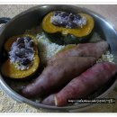 간단한 아침밥...열차사랑님 현미,찰기장 넣어 지은 단호박 밥과 고구마 그리고 황칠나무 효능 이미지