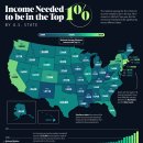 미국 각 주에서 상위 1%가 되려면 얼마나 걸리나요? 이미지