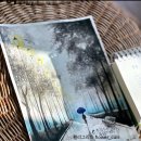 플러스펜 수채 캘리그라피 | 차가운 기운이 맴도는 11월 초 겨울 느낌 감성적인 배경 수채 일러스트 캘리그라피