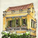 펜드로잉과 수채화 이미지