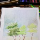 색연필로 그리는 풍경화 이미지
