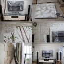 봄맞이 거실벽면 에코스톤 시공과 원목 거실장/내추럴 셀프 인테리어 이미지