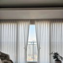 송산칸타빌더센트럴아파트 | 청주 문화동 센트럴칸타빌 거실 커튼 시공 후기 양창 구조에 딱 좋은 실크헤비쉬폰 커튼