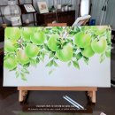 연두사과카페 | 수원 화실｜사과, 청포도 수채화｜연둣빛 과일 그림 수업｜소곤 화실 수강생 작품