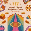 groovy 70s elements set 이미지