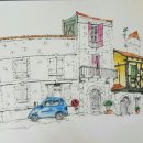 드로잉 풍경과 수채화 이미지