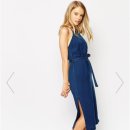 아오스 데님 원피스 ASOS Denim Cross Back Halter Midi Dress With Tie 이미지