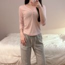모일리 | 모일리 26SS 봄 신상 스트라이프 7부 티셔츠 핑크 후기