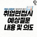 취업 면접 시 예상질문 내용 및 의도 이미지