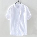 본컴퍼니 남성 여름 얇은 단추 면마 캐주얼 반팔 티셔츠 B621 이미지