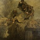 세계 명작 그림: WW I - 참호 밖으로 부상병 들어올리기 이미지