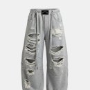 배드블러드 Destroyed Raw-Edge Joggers Gray 내돈내산 힙한 조거 팬츠 후기
