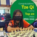 Tze Qi for achieving a Top 20 finish at the MSSJ Chess Competition! 이미지