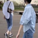 언발 루즈핏 반팔셔츠 블라우스 남방 이미지
