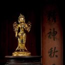 중국불교 미술품 황실 청 건륭 ·궁중동유금 보살 입상 이미지