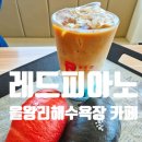 애견동반 을왕리 대형카페 레드피아노 카페 오션라떼 소금빵 아메리카노 후기