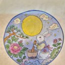 토끼의떡방아 | 추석을 기다리며 달토끼 민화를 그렸어요 | 연필·펜 밑그림부터 채색까지, 보름달과 구름에 담은 마음