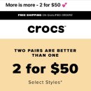 Crocs 2 for $50 Flash Sale 이미지