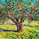 (전시중)풍성한 열매를 맺은 사과나무를 통해 자연의 풍요와 생동감을 강렬한 색상과 질감으로 표현, 이상열 작가 미술품 아트뮤제 전시 이미지