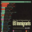 미국 이민자의 상위 25개 국적 이미지