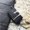 멀티 리얼가죽 카드지갑 | 유니크한 리얼 뱀가죽 미니지퍼카드지갑 블랙화이트페인팅 매력