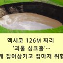 멕시코 126m 짜리 '괴물 싱크홀'…개 집어삼키고 집마저 위협 이미지