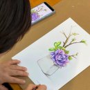 수채화와 디지털 보태니컬 드로잉 이미지