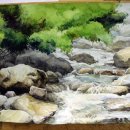 계곡수채화 이미지